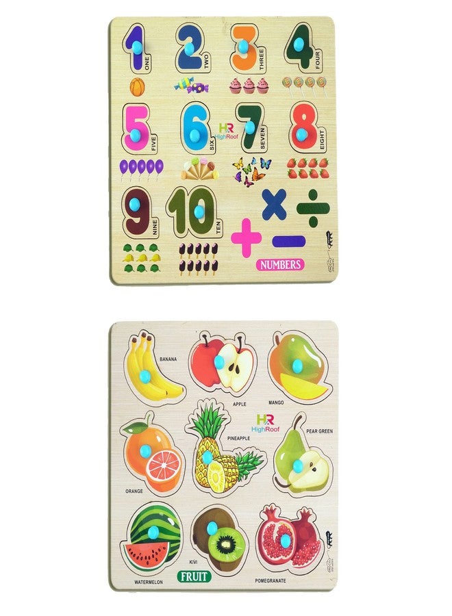 HIGHROOF® Kids Fort Pre Nursery Educational Jigsaw Puzzles for Adults Kids Learning Toys Kit Board Game 2 pcs Set of Numbers & Fruits Educational Toy - Image 1